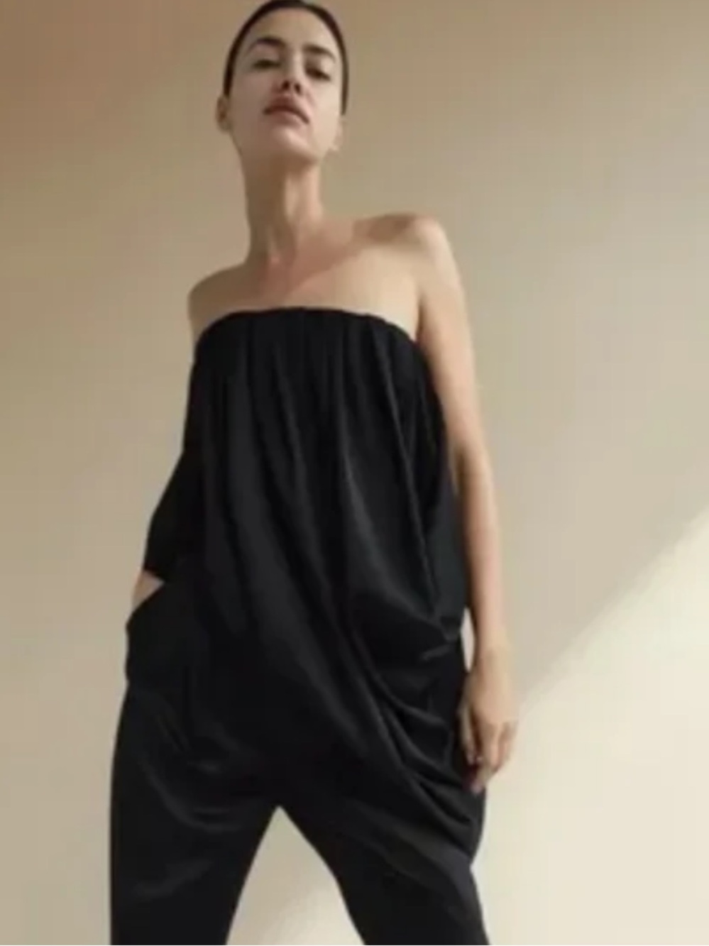 NWT Zara Black Strapless Draped Top